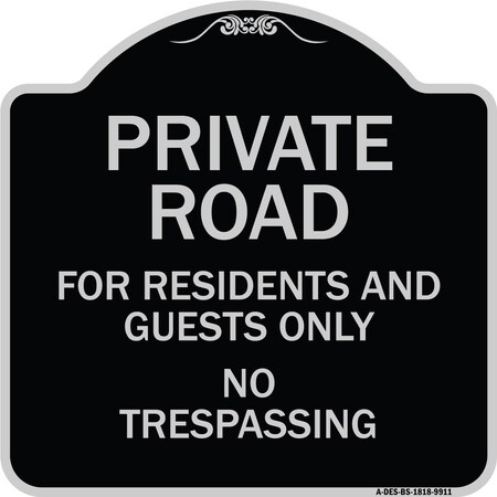 Signmission Designer Series-Private Road No Trespassing Or Soliciting With No Outlet Symbo, 18" H, BS-1818-9911 A-DES-BS-1818-9911